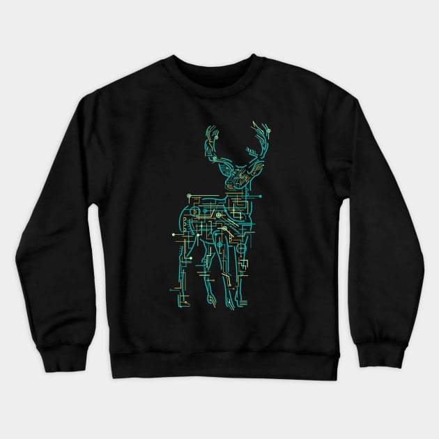 Electric Deer Crewneck Sweatshirt by caffeinart